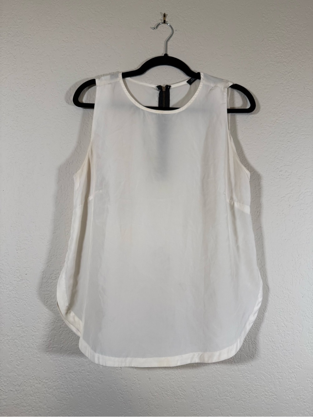Shinestar White Sleeveless Blouse Lightweight Chiffon Zipper Womens Top Medium